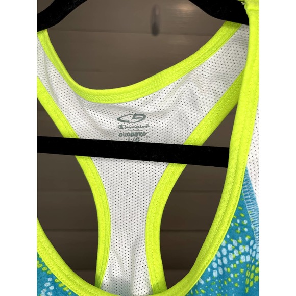 Champion Racerback Tank, Turquoise and Neon Yellow, Youth Large - Picture 2 of 3